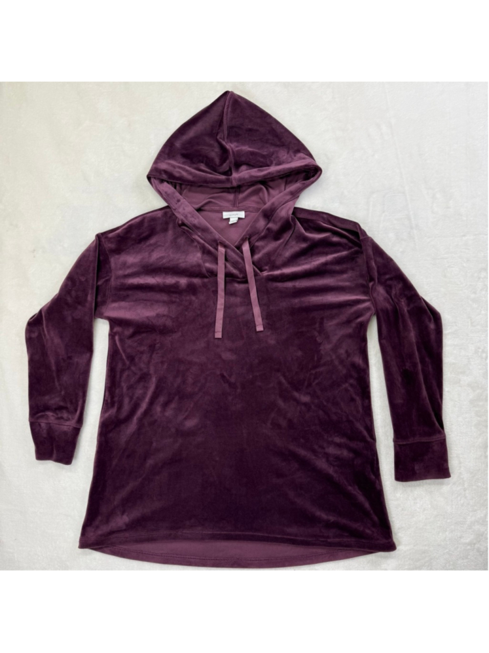 Women's Pure Jill Purple Velour Hoodie Sweatshirt Casual Comfort XS